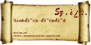 Szakács Árpád névjegykártya
